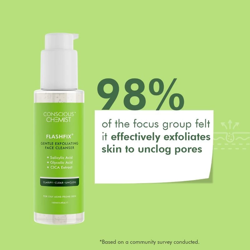 Conscious Chemist Flashfix Gentle Exfoliating Face Cleanser For Oily Acne-prone Skin, 100 ml-6.webp